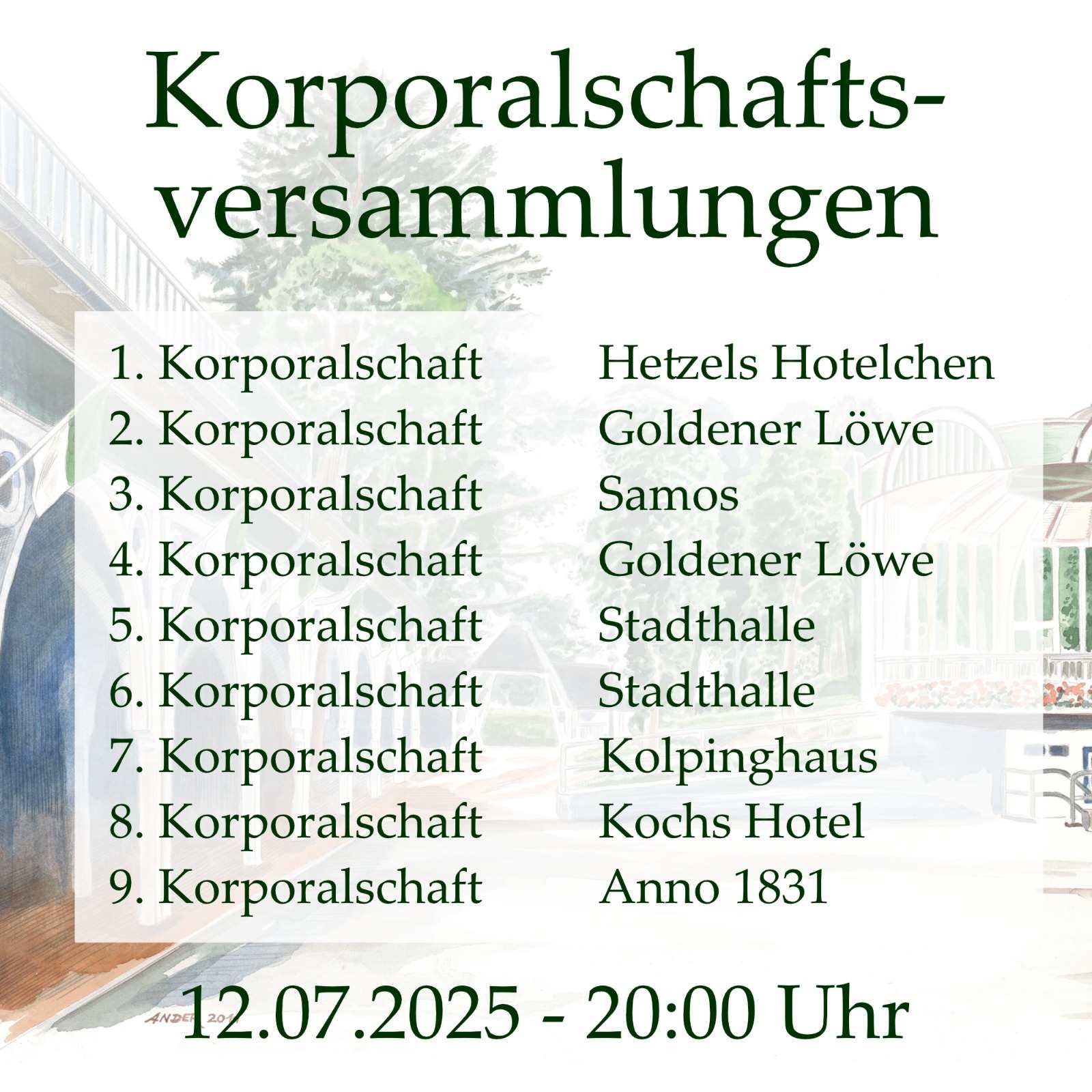 Korporalschaftsversammlungen 2025 Korporalschaftsversammlungen 2025