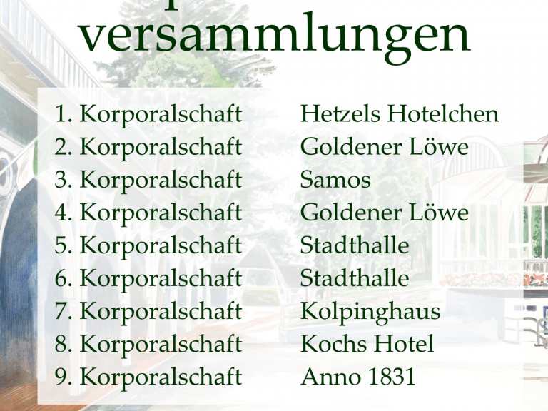 Korporalschaftsversammlungen 2025 Korporalschaftsversammlungen 2025